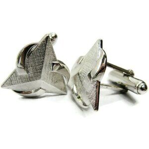 Anson Cufflinks Triangular Design Silver Tone Tux Shirt Dress Suit Vintage